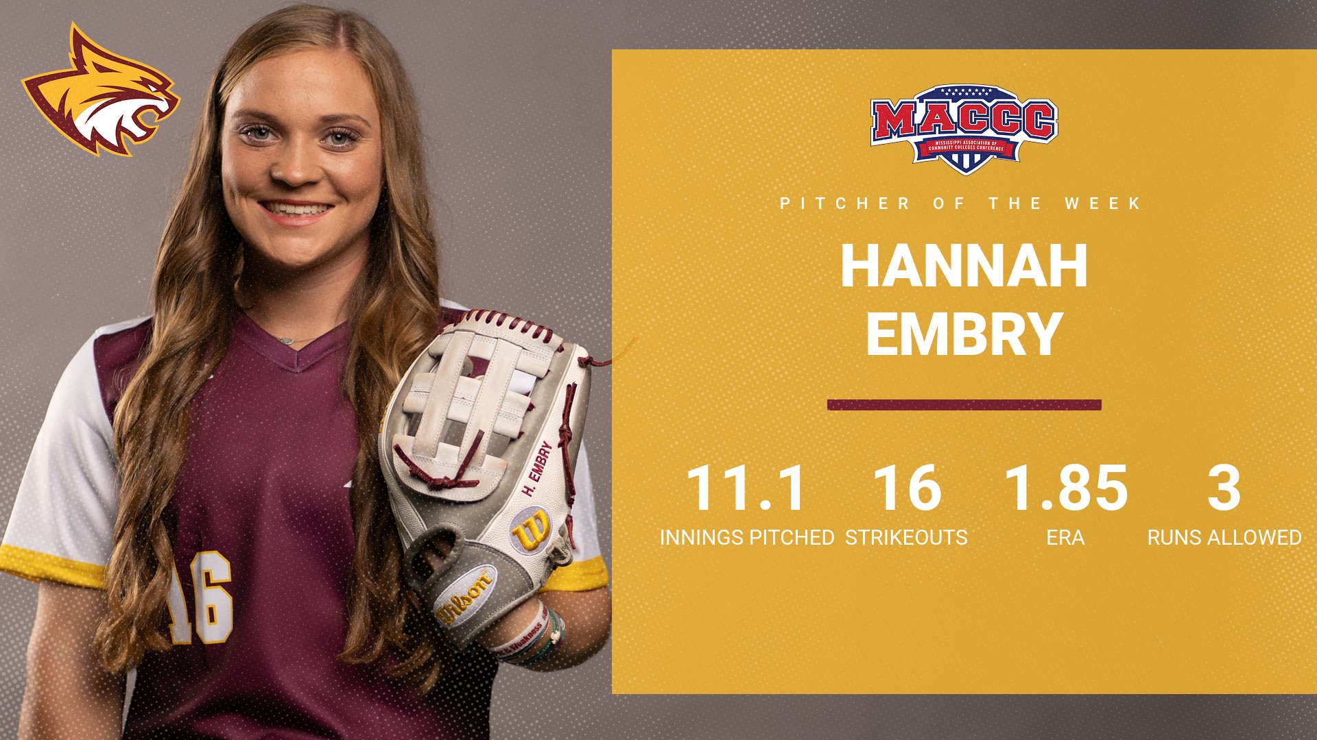 Pearl River pitcher Hannah Embry honored by MACCC